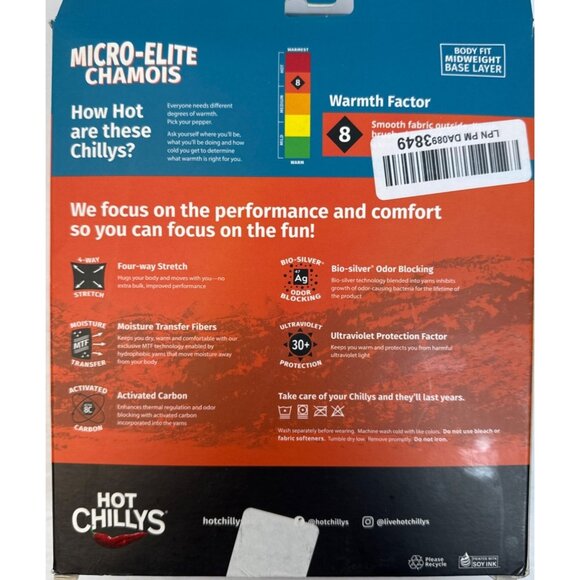 Hot Chillys Men's Micro Elite Chamois Ankle Tight Midweight Base Layer Black XL - Picture 3 of 7